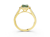 Yellow gold Fancy Green Asscher  Halo Pavé Diamond Engagement Ring with Four-Prong Setting_6