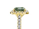 Yellow gold Fancy Green Asscher  Halo Pavé Diamond Engagement Ring with Four-Prong Setting_8