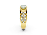 Yellow gold Fancy Green Asscher  Halo Pave Diamond Engagement Ring with Milgrain Detailing_50
