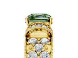 Yellow gold Fancy Green Asscher  Halo Pave Diamond Engagement Ring with Milgrain Detailing_53