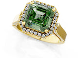 Yellow gold Fancy Green Asscher  Halo Pave Split Shank Prong Setting Ring_26