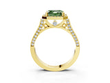 Yellow gold Fancy Green Asscher  Halo Pave Split Shank Prong Setting Ring_28