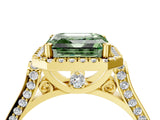 Yellow gold Fancy Green Asscher  Halo Pave Split Shank Prong Setting Ring_29