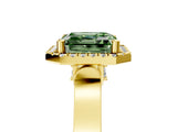 Yellow gold Fancy Green Asscher  Halo Pave Split Shank Prong Setting Ring_30