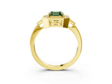 Yellow gold Fancy Green Asscher  Halo Round Diamond Milgrain Pave Engagement Ring_6