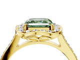 Yellow gold Fancy Green Asscher  Halo Round Diamond Pave Band with Four-Prong Setting_61