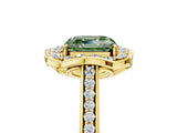 Yellow gold Fancy Green Asscher  Halo Round Diamond Pave Band with Four-Prong Setting_62