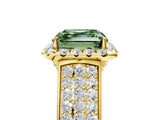 Yellow gold Fancy Green Asscher  Halo Round Diamond Pave Band with Prong Setting 5