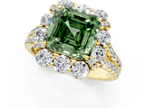 Yellow gold Fancy Green Asscher  Halo Split Shank Diamond Engagement Ring with Pave Band and Four-Prong Setting_18