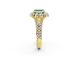 Yellow gold Fancy Green Asscher  Halo Split Shank Diamond Engagement Ring with Pave Band and Four-Prong Setting_19