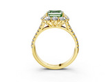Yellow gold Fancy Green Asscher  Halo Split Shank Diamond Engagement Ring with Pave Band and Four-Prong Setting_20