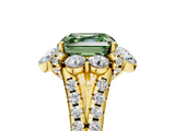 Yellow gold Fancy Green Asscher  Halo Split Shank Diamond Engagement Ring with Pave Band and Four-Prong Setting_22