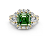 Yellow gold Fancy Green Asscher  Halo Split Shank Diamond Engagement Ring with Prong Setting_18