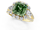 Yellow gold Fancy Green Asscher  Halo Split Shank Diamond Engagement Ring with Prong Setting_19