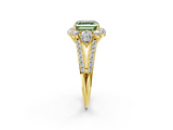 Yellow gold Fancy Green Asscher  Halo Split Shank Diamond Engagement Ring with Prong Setting_20