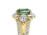 Yellow gold Fancy Green Asscher  Halo Split Shank Diamond Engagement Ring with Prong Setting_23