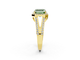 Yellow gold Fancy Green Asscher  Halo Split Shank Diamond Ring with Four-Prong Setting_18