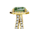 Yellow gold Fancy Green Asscher  Halo Split Shank Diamond Ring with Pavé Setting 12