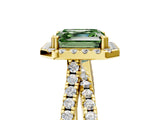 Yellow gold Fancy Green Asscher  Halo Split Shank Diamond Ring with Pavé Setting 5