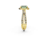 Yellow gold Fancy Green Asscher  Halo Split Shank Diamond Ring with Pavé Setting 8