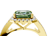Yellow gold Fancy Green Asscher  Halo Split Shank Diamond Ring with Prong Setting_4