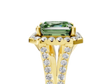 Yellow gold Fancy Green Asscher  Halo Split Shank Diamond Ring with Prong Setting_5