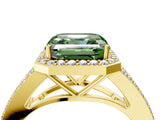 Yellow gold Fancy Green Asscher  Halo Split Shank Pave Diamond Ring with Four-Prong Setting_51