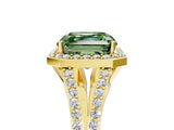 Yellow gold Fancy Green Asscher  Halo Split Shank Pave Diamond Ring with Four-Prong Setting_52