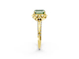 Yellow gold Fancy Green Asscher  Halo Split Shank Pave Diamond Ring with Petal Prong Setting_22