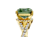 Yellow gold Fancy Green Asscher  Halo Twist Band Solitaire Prong Setting Ring_5