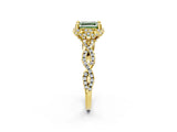 Yellow gold Fancy Green Asscher  Halo Twist Band Solitaire Ring with Six-Prong Setting_34