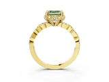 Yellow gold Fancy Green Asscher  Halo Twist Band Solitaire Ring with Six-Prong Setting_35