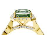 Yellow gold Fancy Green Asscher  Halo Twist Band Solitaire Ring_4