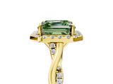 Yellow gold Fancy Green Asscher  Halo Twist Band Solitaire Ring_5