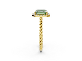 Yellow gold Fancy Green Asscher  Halo Twisted Band Four-Prong Diamond Ring_2