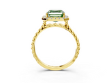 Yellow gold Fancy Green Asscher  Halo Twisted Band Four-Prong Diamond Ring_3
