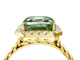 Yellow gold Fancy Green Asscher  Halo Twisted Band Four-Prong Diamond Ring_4