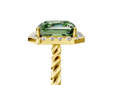 Yellow gold Fancy Green Asscher  Halo Twisted Band Four-Prong Diamond Ring_5