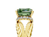Yellow gold Fancy Green Asscher  Halo Twisted Band Four-Prong Ring_37