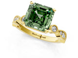 Yellow gold Fancy Green Asscher  Milgrain Bezel Diamond Engagement Ring with Solitaire Prong Setting_48