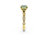 Yellow gold Fancy Green Asscher  Milgrain Bezel Diamond Engagement Ring with Solitaire Prong Setting_49