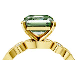 Yellow gold Fancy Green Asscher  Milgrain Bezel Diamond Engagement Ring with Solitaire Prong Setting_51