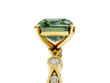 Yellow gold Fancy Green Asscher  Milgrain Bezel Diamond Engagement Ring with Solitaire Prong Setting_52