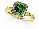 Yellow gold Fancy Green Asscher  Milgrain Marquise Diamond Twist Band Ring_58