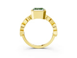 Yellow gold Fancy Green Asscher  Milgrain Marquise Diamond Twist Band Ring_60