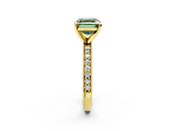Yellow gold Fancy Green Asscher  Milgrain Pave Diamond Engagement Ring with Four-Prong Setting_2