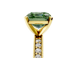 Yellow gold Fancy Green Asscher  Milgrain Pave Diamond Engagement Ring with Four-Prong Setting_5