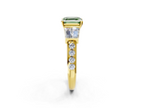 Yellow gold Fancy Green Asscher  Solitaire Baguette Side Stone Channel Set Engagement Ring_2