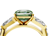 Yellow gold Fancy Green Asscher  Solitaire Baguette Side Stone Channel Set Engagement Ring_4