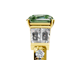 Yellow gold Fancy Green Asscher  Solitaire Baguette Side Stone Channel Set Engagement Ring_5